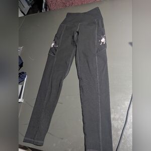 E&S Pets Black High-Waisted Leggings with Boston Terrier On Pockets Size Small